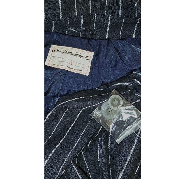 New Free People Melia Mac Trench Style Coat WTF $228 SMALL Blue Striped - Picture 10 of 10